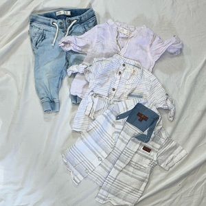 Lot of 4 Zara Baby Boy and 7 For All Mankind Tops and Denim Pants